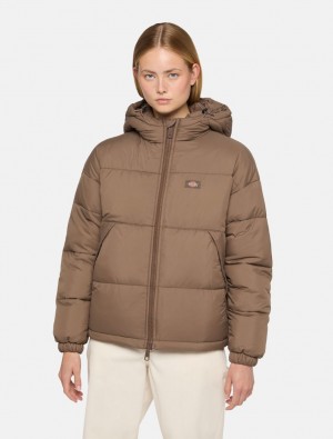 Μπουφαν γυναικεια Dickies Alatna Oversized Puffer καφε | 688122451