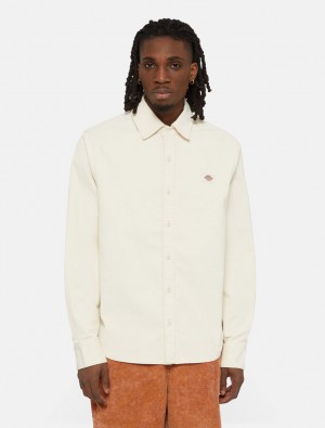 πουκαμισα ανδρικα Dickies Chase City Long Sleeve ασπρα | 753418096