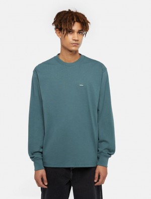 μπλουζακια ανδρικα Dickies Clancy Heavyweight Long-Sleeve Ελιά | 75004574