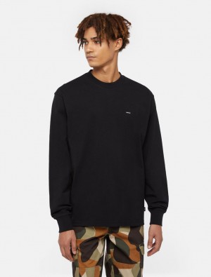 μπλουζακια ανδρικα Dickies Clancy Heavyweight Long-Sleeve μαυρα | 817947255
