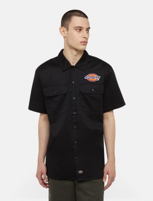 πουκαμισα ανδρικα Dickies Clintondale Short Sleeve μαυρα | 321910807