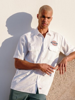 πουκαμισα ανδρικα Dickies Clintondale Short Sleeve ασπρα | 665166160