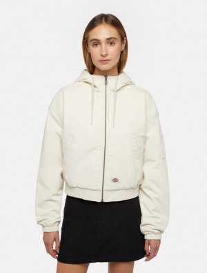 Μπουφαν γυναικεια Dickies Corduroy Hooded ασπρα | 24510445