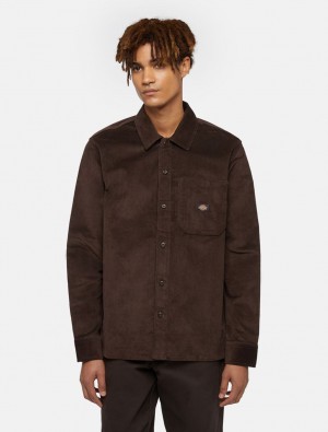 πουκαμισα ανδρικα Dickies Corduroy σοκολάτα | 963744119