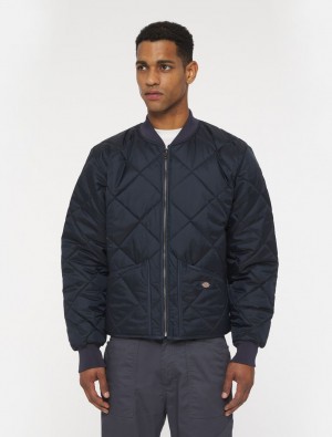 Μπουφαν ανδρικα Dickies Diamond Quilted σκουρο μπλε | 639864115