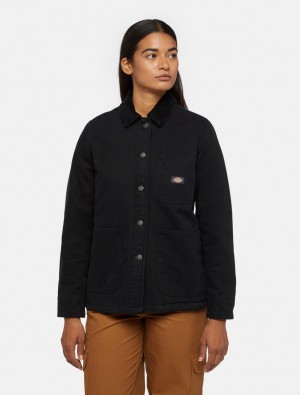 Μπουφαν γυναικεια Dickies Duck Canvas Lined Chore μαυρα | 110638567