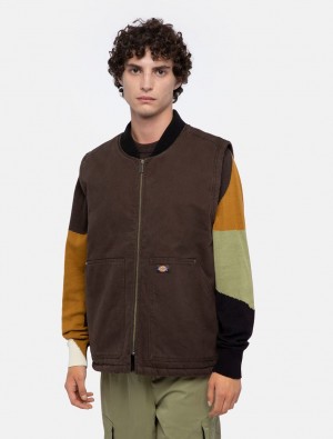 Γιλεκο ανδρικα Dickies Duck Canvas Lined σοκολάτα | 103385120