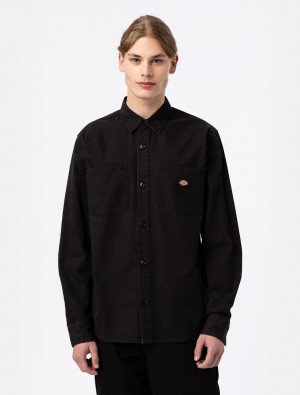 πουκαμισα ανδρικα Dickies Duck Canvas μαυρα | 551031972