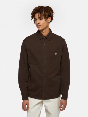 πουκαμισα ανδρικα Dickies Duck Canvas σοκολάτα | 746067868