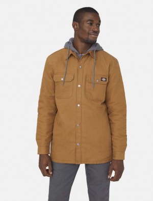 Μπουφαν ανδρικα Dickies Duck Shirt καφε | 213147089