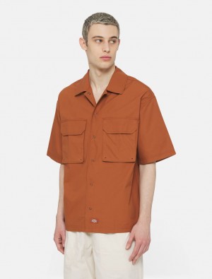 πουκαμισα ανδρικα Dickies Fishersville Short Sleeve καφε | 465886993