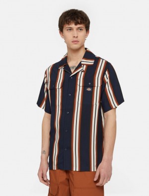 πουκαμισα ανδρικα Dickies Forest Short Sleeve σκουρο μπλε | 262658980