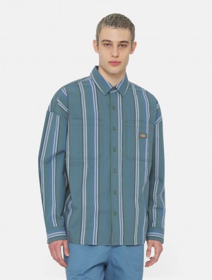πουκαμισα ανδρικα Dickies Glade Spring Long Sleeve μπλε | 589714731