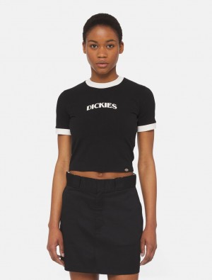 μπλουζακια γυναικεια Dickies Herndon Ringer Short Sleeve μαυρα | 327828949