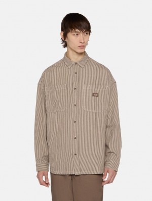 πουκαμισα ανδρικα Dickies Hickory Long Sleeve καφε | 768642753