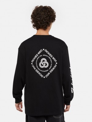 μπλουζακια ανδρικα Dickies Industrial Long-Sleeve μαυρα | 825163495