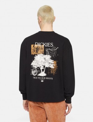 μπλουζακια ανδρικα Dickies Kenbridge Long Sleeve μαυρα | 218473362