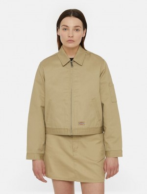 Μπουφαν γυναικεια Dickies Lined Eisenhower Cropped Χακί | 205549286