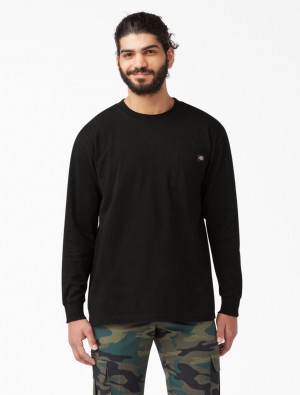 μπλουζακια ανδρικα Dickies Long Sleeve Pocket μαυρα | 554197830