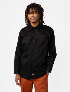 πουκαμισα ανδρικα Dickies Long Sleeve Work μαυρα | 116127851