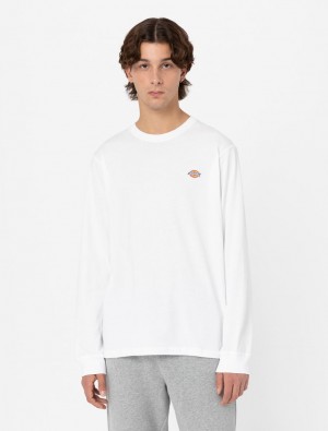 μπλουζακια ανδρικα Dickies Mapleton Long Sleeve ασπρα | 87990392