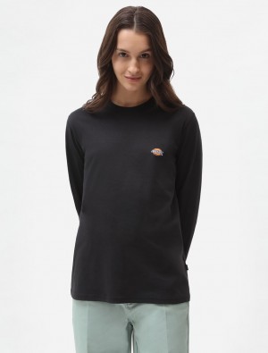 μπλουζακια γυναικεια Dickies Mapleton Long Sleeve μαυρα | 926327385