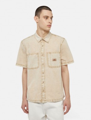 πουκαμισα ανδρικα Dickies Newington Short Sleeve Χακί | 876249287