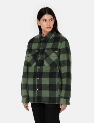 πουκαμισα γυναικεια Dickies Portland Shacket πρασινο | 807180314