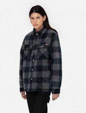 πουκαμισα γυναικεια Dickies Portland Shacket μαυρα | 92028263