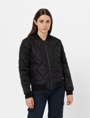 Μπουφαν γυναικεια Dickies Quilted Bomber μαυρα | 135358755