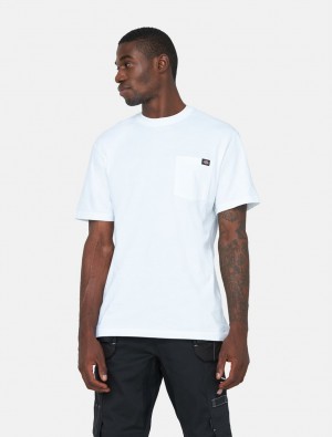 μπλουζακια ανδρικα Dickies Short Sleeve Pocket Cotton ασπρα | 991381344