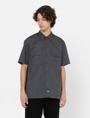 πουκαμισα ανδρικα Dickies Short Sleeve Work γκρι | 760243997