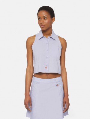 πουκαμισα γυναικεια Dickies Sleeveless Work λεβάντα | 752251176