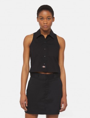 πουκαμισα γυναικεια Dickies Sleeveless Work μαυρα | 932574734