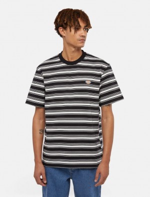 μπλουζακια ανδρικα Dickies Stevensville Stripe ασπρα | 925405722