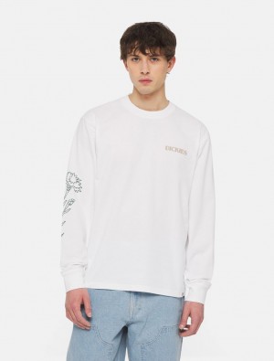 μπλουζακια ανδρικα Dickies Timberville Long Sleeve ασπρα | 839115172