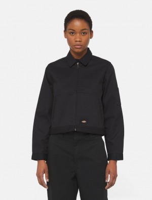 Μπουφαν γυναικεια Dickies Unlined Eisenhower Cropped μαυρα | 500049197