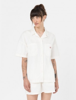 πουκαμισα γυναικεια Dickies Vale Short Sleeve ασπρα | 213679755