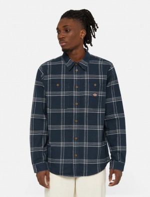 πουκαμισα ανδρικα Dickies Warrenton Long Sleeve σκουρο μπλε | 698822951