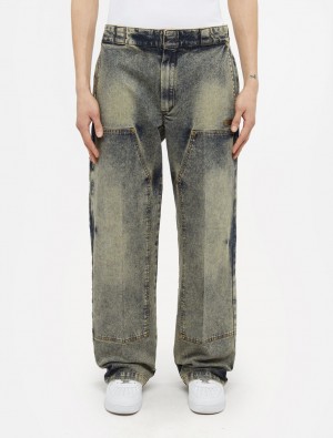 Παντελονι ανδρικα Dickies Washed Denim Double Knee μπλε | 192283501