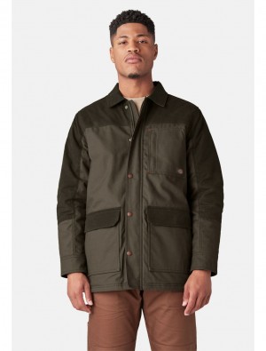 Μπουφαν ανδρικα Dickies Wax Coated Canvas Chore σοκολάτα | 552777504