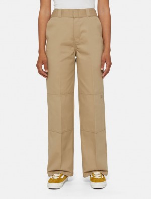 παντελόνι εργασίας γυναικεια Dickies Double Knee Χακί | 541202930