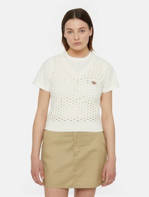 Μπλουζακια Αμανικα γυναικεια Dickies Ingalls Knitted ασπρα | 491995860