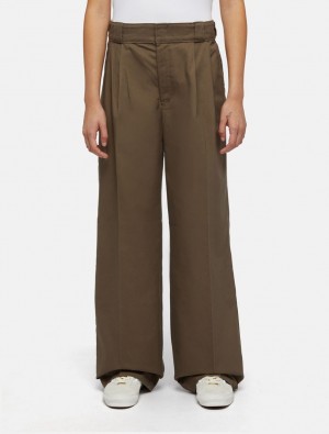 παντελόνι εργασίας γυναικεια Dickies Pleated Multi-Pocket καφε | 27209795