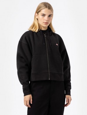 Φουτερ με Κουκουλα γυναικεια Dickies Oakport Zip μαυρα | 23037887