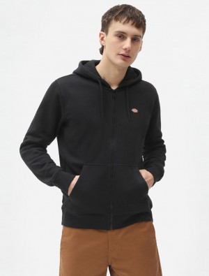 Φουτερ με Κουκουλα ανδρικα Dickies Oakport Zip μαυρα | 846673890